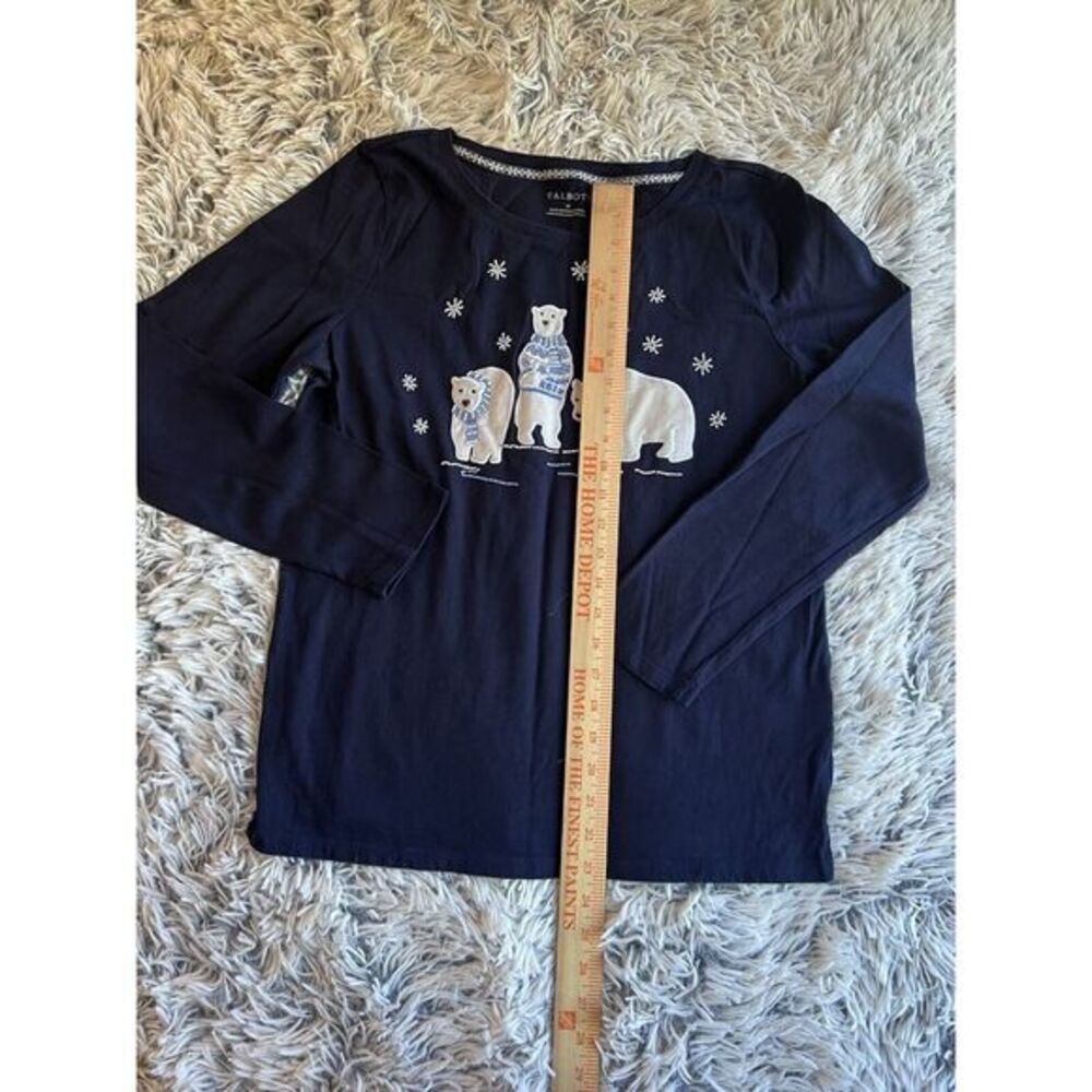 Talbots‎ Long Sleeve Shirt, Navy, Size Medium Polar Bears with delicate beading. - Picture 5 of 7